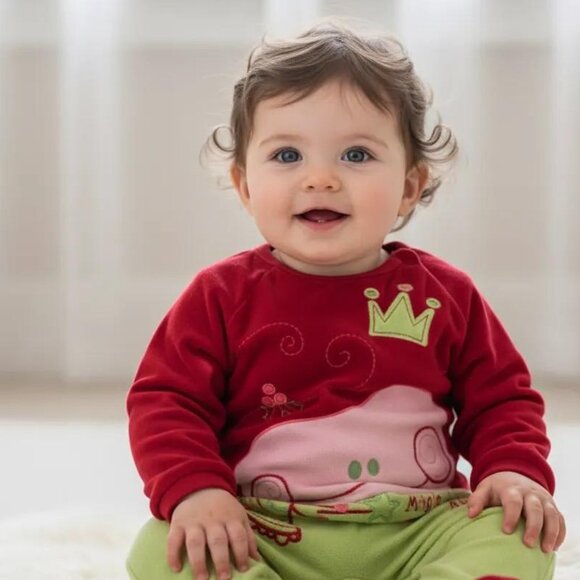 Souris Mini French Christmas One Piece Velour Footie Size 12 Months - Picture 1 of 12